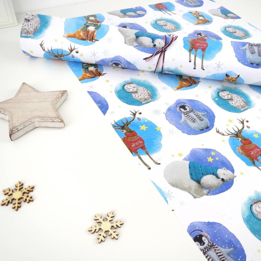 Winter Animals Wrapping Paper Sheets, 1 of 4