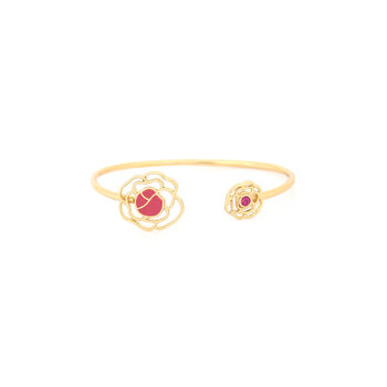 Cuff Gold Plated And Pink Flower Bangle, 2 of 3