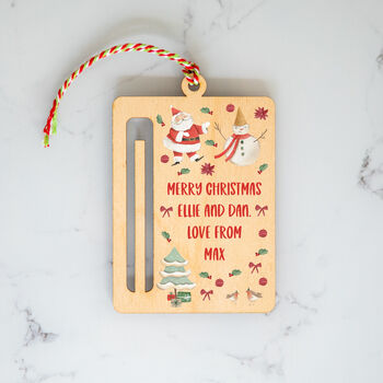 Personalised Christmas Money Gift Holder Santa And Snowman, 3 of 6