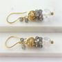 Bridal White Gray Topaz Cluster Gold Earrings, thumbnail 4 of 4
