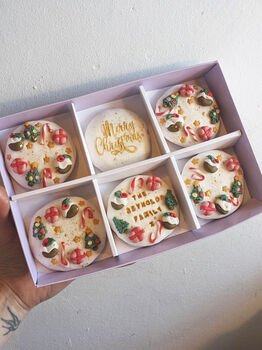 Personalised Hand Decorated Christmas Pudding Biscuits, 3 of 9