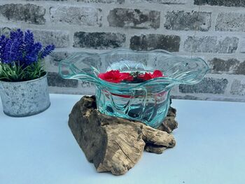 Handcrafted Teak Root And Molten Glass Bowl Wooden Flower, 5 of 10
