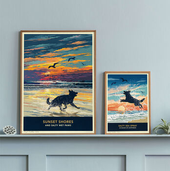 German Shepherd Limited Edition Beach Sunset Gift Print, 8 of 11