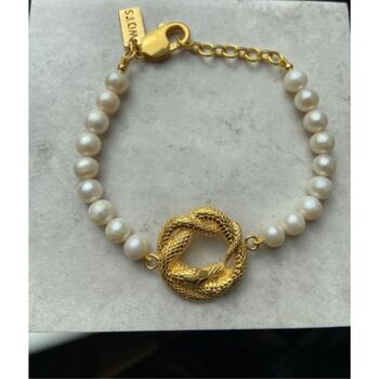 Snake Pearl Bracelet Gold Plated, 2 of 4