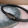 Personalised Mens Black Leather Bracelet With Engraved Initials, thumbnail 3 of 3