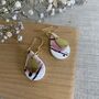 Pink Teardrop Ceramic Dangle Earrings Gold Plated, thumbnail 2 of 6