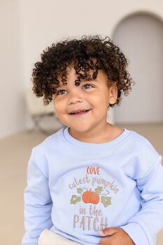 Child's Halloween 'Cutest Pumpkin In The Patch' Embroidered Personalised Sweatshirt Jumper, 2 of 10