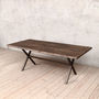 Chelsea X Shaped Live Edge Brown Oak Dining Table, thumbnail 4 of 6
