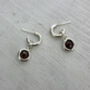Sterling Silver Garnet Mini Hoop Earrings, thumbnail 2 of 4