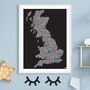 Standard UK Women's Super League Football Team Map, thumbnail 1 of 5