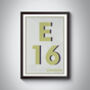 E16 Canning Town London Typography Postcode Print, thumbnail 8 of 10