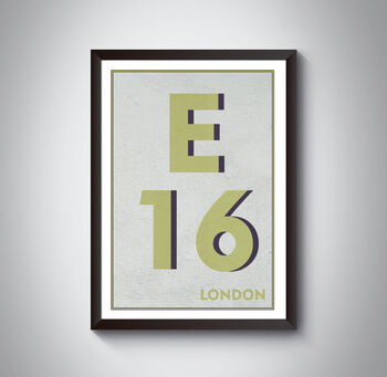 E16 Canning Town London Typography Postcode Print, 8 of 10