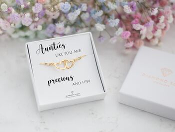 Gift For Aunt, Sterling Silver Aunt Two Interlocking Hearts Bracelet, 9 of 9