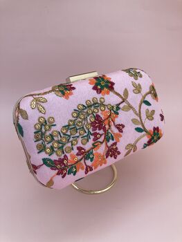 Pari Handcrafted Raw Silk Pink Clutch Bag, 5 of 6