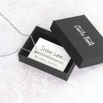 Sister Love Morse Code Bar Necklace, 4 of 6