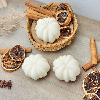 Natural White Pumpkin Candle Halloween Home Decor, 8 of 10