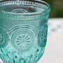 Set Of Four Turquoise Embossed Wine Glasses, thumbnail 3 of 7