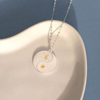 Sterling Silver Sun And Moon Yinyang Coin Necklace, 3 of 7