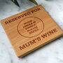 Loft 'Mum's Wine' Oak Square Coaster, thumbnail 1 of 2