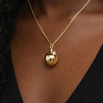 Personalised Gold Plated Sterling Silver Apple For The Teacher Pendant Necklace, 2 of 7