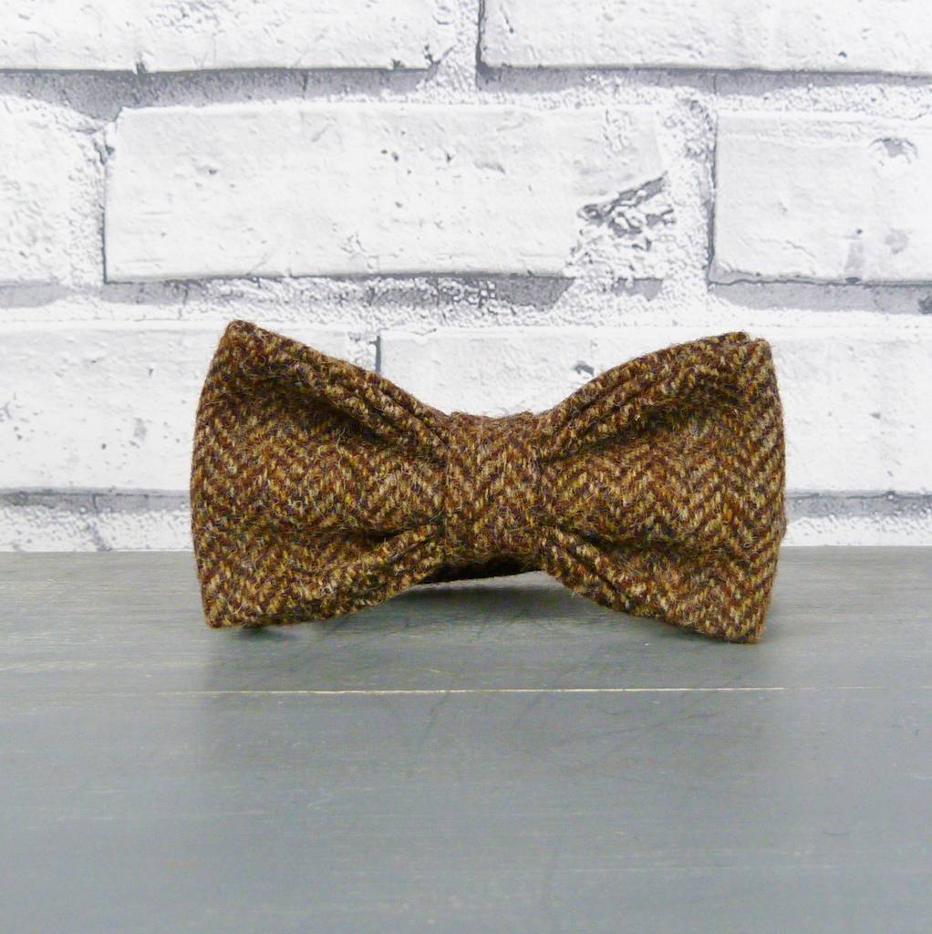 Yorkshire Herringbone Tweed Bow Tie And Pocket Square By Moaning Minnie