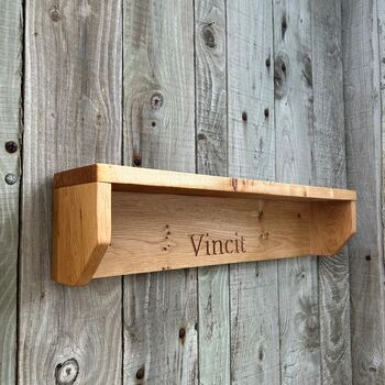 Engraved Oak Farmhouse Style Shelves, Made To Length, 3 of 10