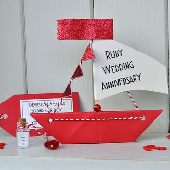 Personalised Ruby 40th Anniversary Sailboat Card, 2 of 6