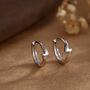 Sterling Silver Minimalist Lightning Bolt Huggie Hoop Earrings, thumbnail 1 of 10