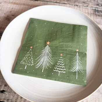 Festive Green Christmas Tree Paper Napkins Set Of 20, 2 of 6