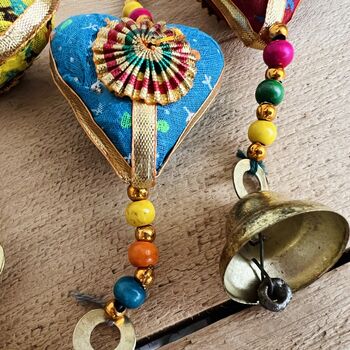 Hanging Fabric Heart Handmade Wind Chime, 2 of 5