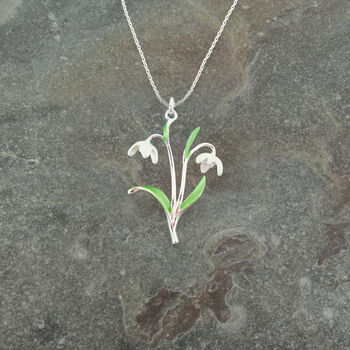 White Open Snowdrop January Birth Flower Necklace, 2 of 3