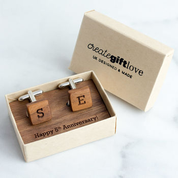 Personalised Wooden Initial Cufflinks, 2 of 2