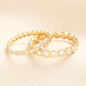 Multi Crystal Band Ring In Gold Plating, 2 of 7