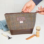 50th Birthday Harris Tweed Wash Bag With Leather Trim, thumbnail 3 of 4
