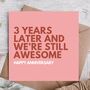 Three Years Cute Anniversary Card For Husband / Wife, thumbnail 1 of 3