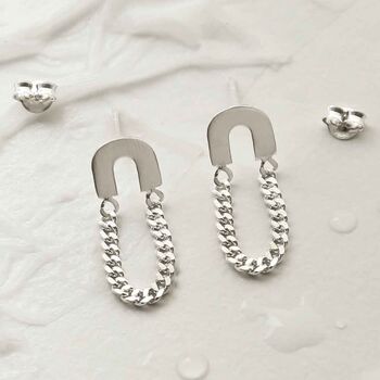 Sterling Silver Arch Chain Earrings, 3 of 6