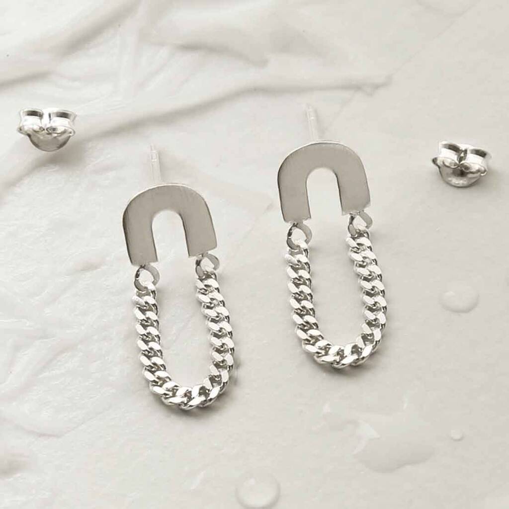 Sterling Silver Arch Chain Earrings By Martha Jackson Sterling Silver