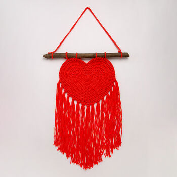 Heart Wall Hanging Easy Crochet Kit Poppy Red, 3 of 6