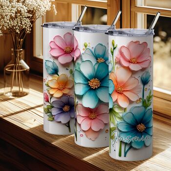 Personalised Floral Insulated Travel Cup – Name Gift For Mum, Friends, Birthdays, 3 of 5
