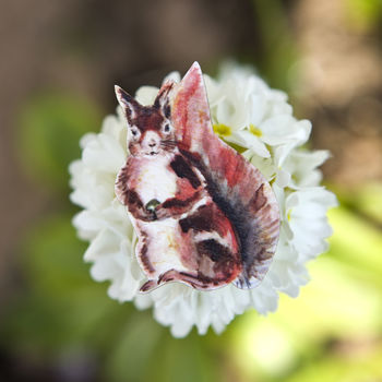 Inky Squirrel Eco Wooden Pin Brooch, 3 of 5