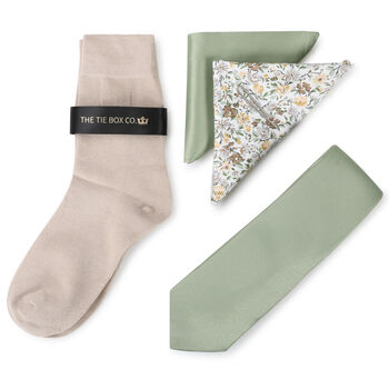 Mens Luxury Pastel Green Tie Gift Box Set, 3 of 4