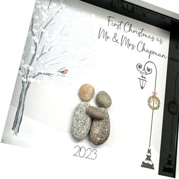 Personalised 1st Christmas As Mr And Mrs Pebble Picture, 3 of 3