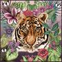 Totem Tiger And Tropical Flowers Luxury Velvet Square Cushion, thumbnail 5 of 7