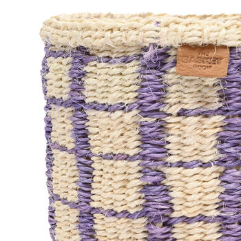 Changia: Lavender Check Woven Storage Basket, 3 of 7