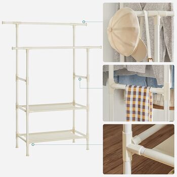 Clothing Stand Clothes Rack With Hanging Rails Shelves, 5 of 8