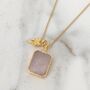 The Duo Rose Quartz Necklace, Gold Plated, thumbnail 5 of 11