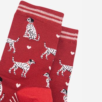 Dalmatian Dogs Bamboo Socks Women's Red, 2 of 4
