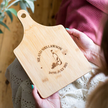 Wine And Grapes Couples Bamboo Paddle Sharing Board, 2 of 5