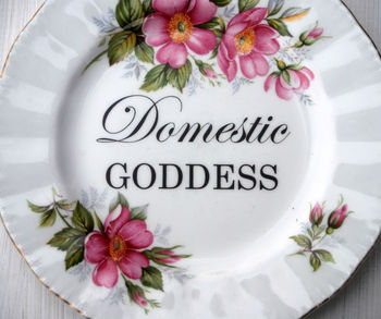 'Domestic Goddess' Upcycled Vintage China Plate, 2 of 5