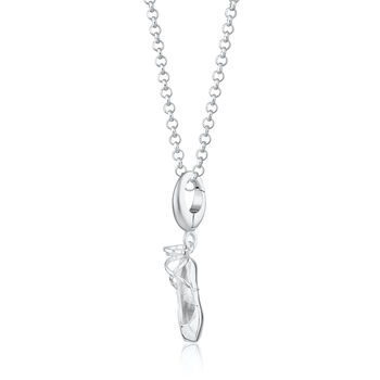 Sterling Silver Pointe Ballet Shoe Charm Necklace, 3 of 9